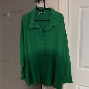 Topshop Vibrant Green Button Down Shirt